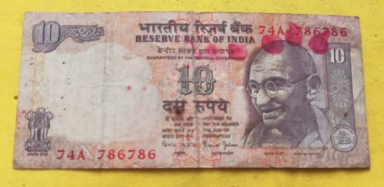 786 ten rupees note