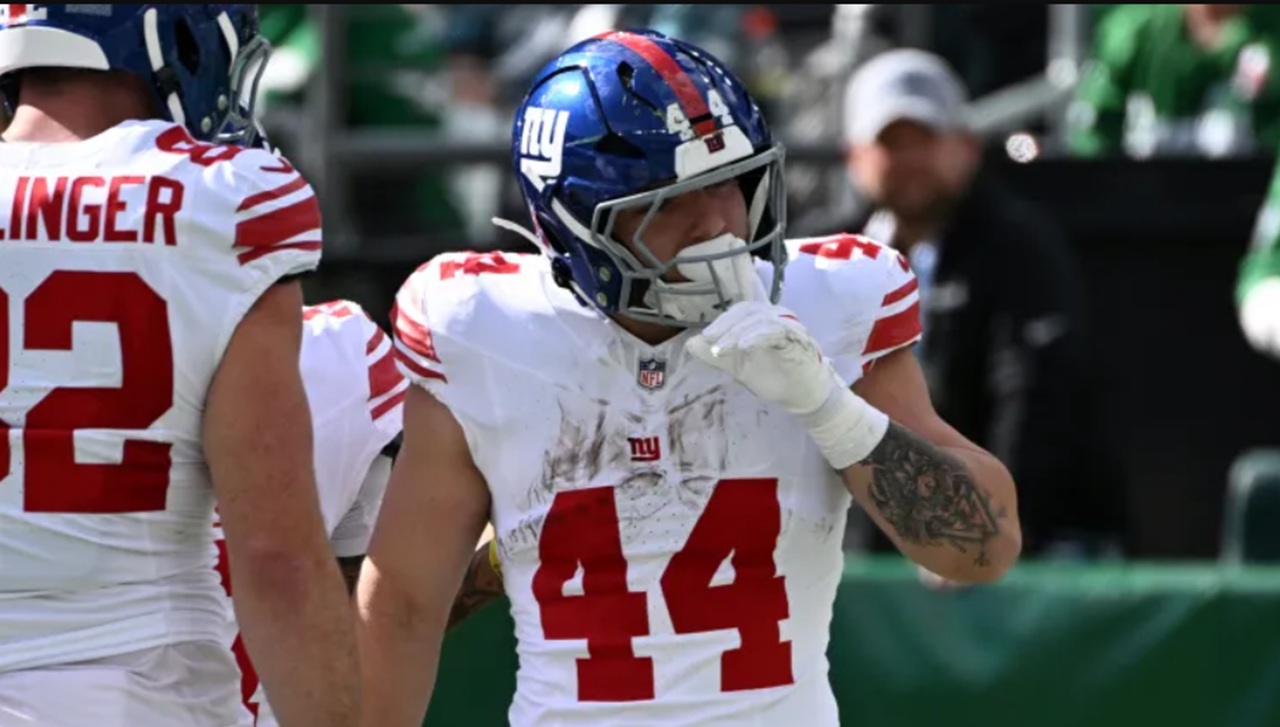 Cam Skattebo injured and carted off during Giants vs. Eagles game, October 2025.