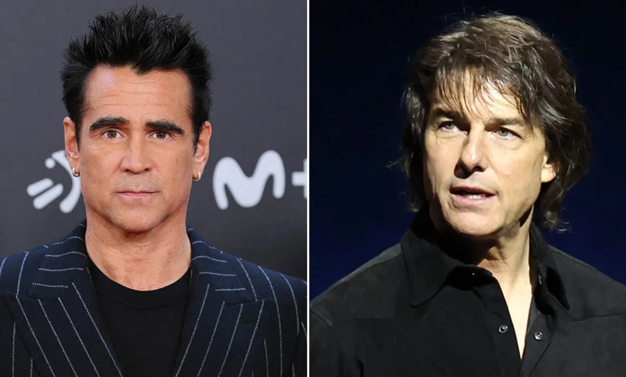 Colin Farrell and Tom Cruise filming Minority Report scene.