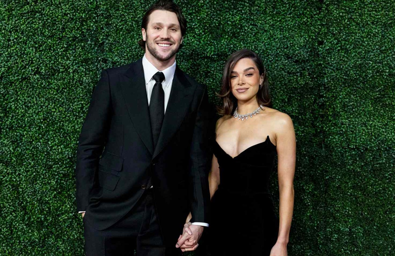 Hailee Steinfeld and Josh Allen wedding photo at San Ysidro Ranch, California.