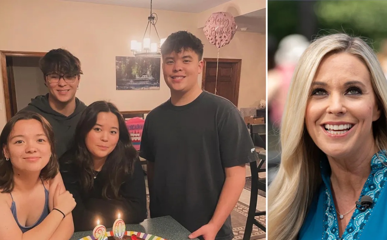 Kate Gosselin and her children smiling; TikTok screenshot confirming her relationship update.