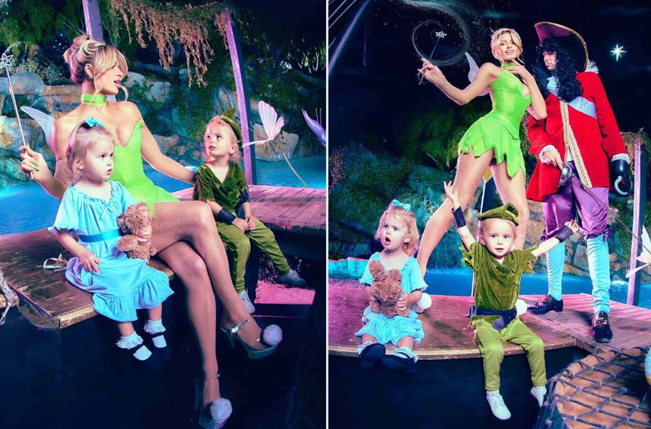 Paris Hilton family in Peter Pan Halloween costumes.