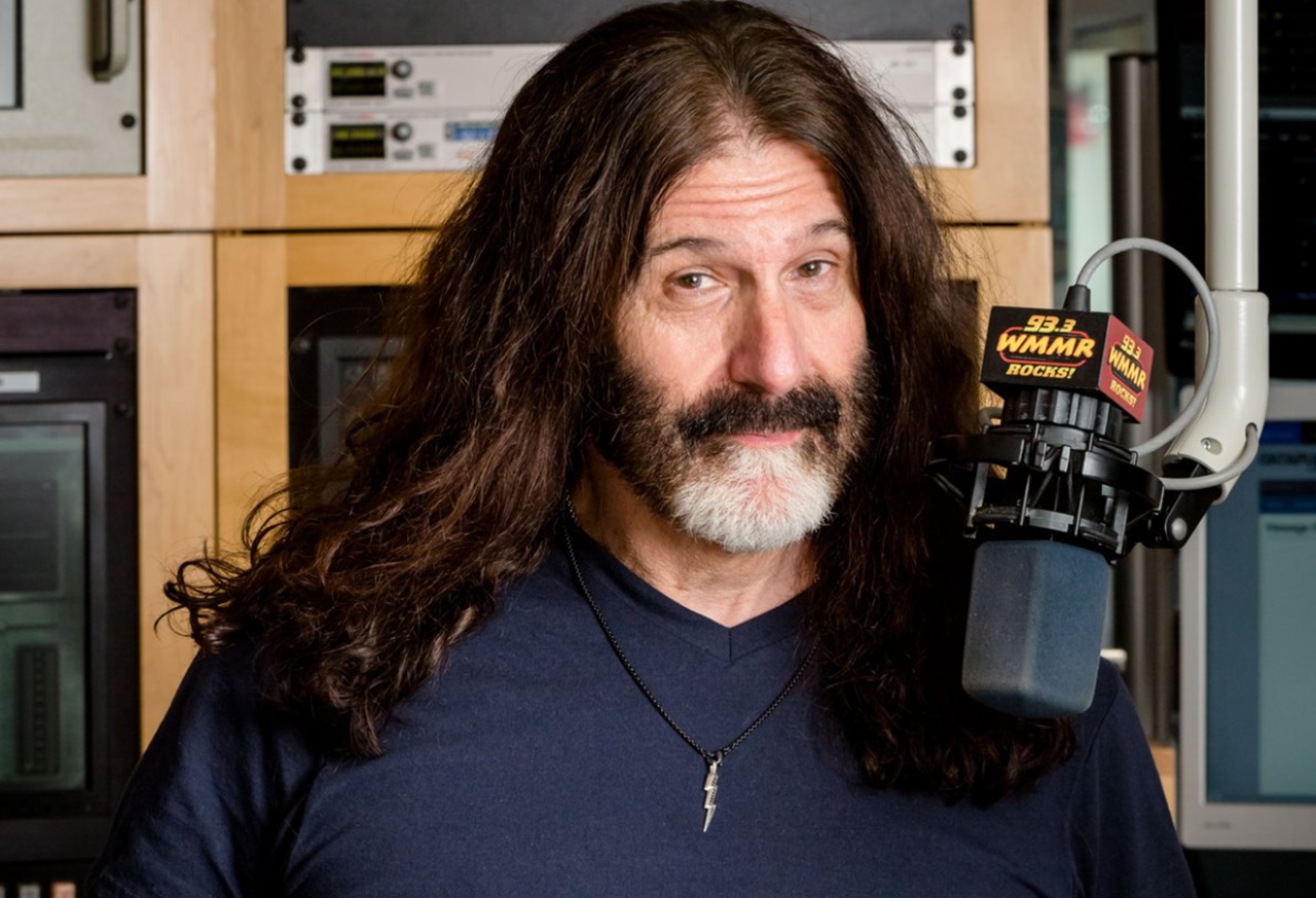 Pierre Robert in WMMR studio hosting his signature midday rock segment.