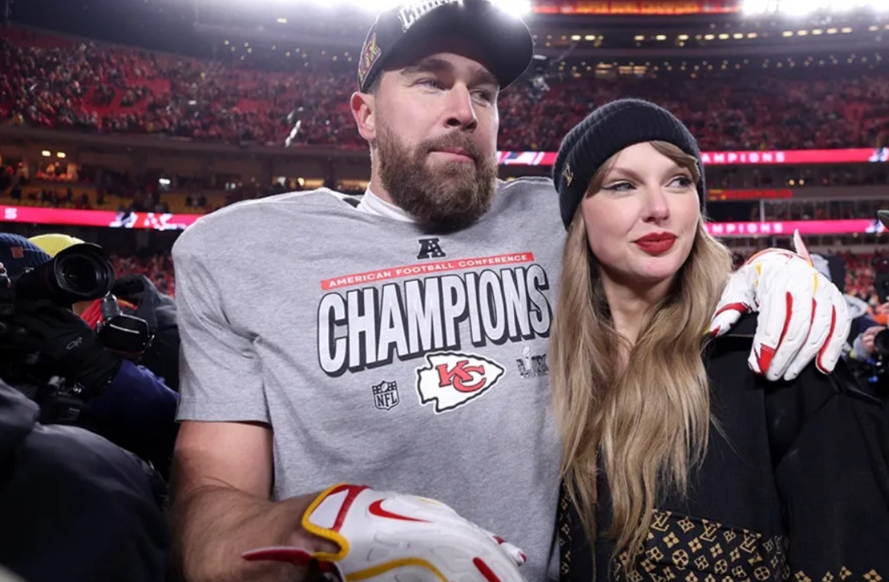 Travis Kelce celebrates 100th touchdown with dance as Taylor Swift watches from Arrowhead suite.