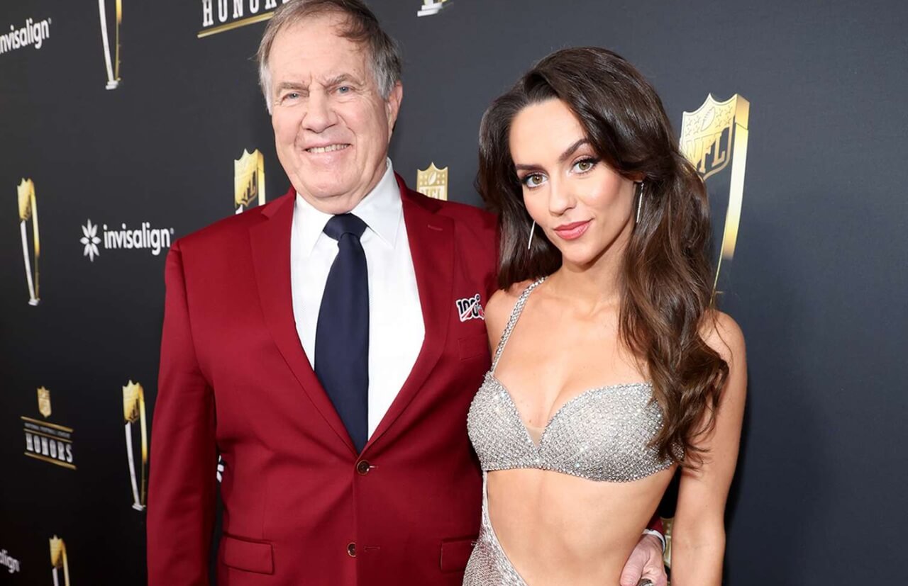 Bill Belichick and girlfriend Jordon Hudson at UNC football practice.