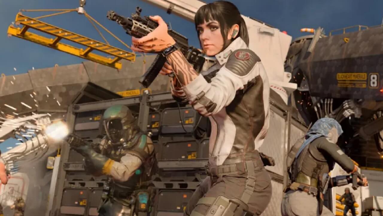 Call of Duty: Black Ops 7 promotional art with players highlighting AI-generated calling card controversy.