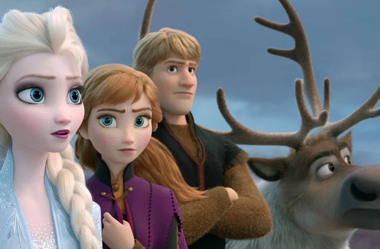 Frozen lead characters Anna, Elsa, and Olaf in official Disney promo image