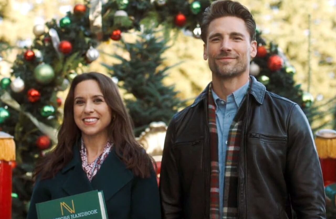 Jonathan Bennett and Brandon Routh in Hallmark’s holiday movie A Keller Christmas Vacation