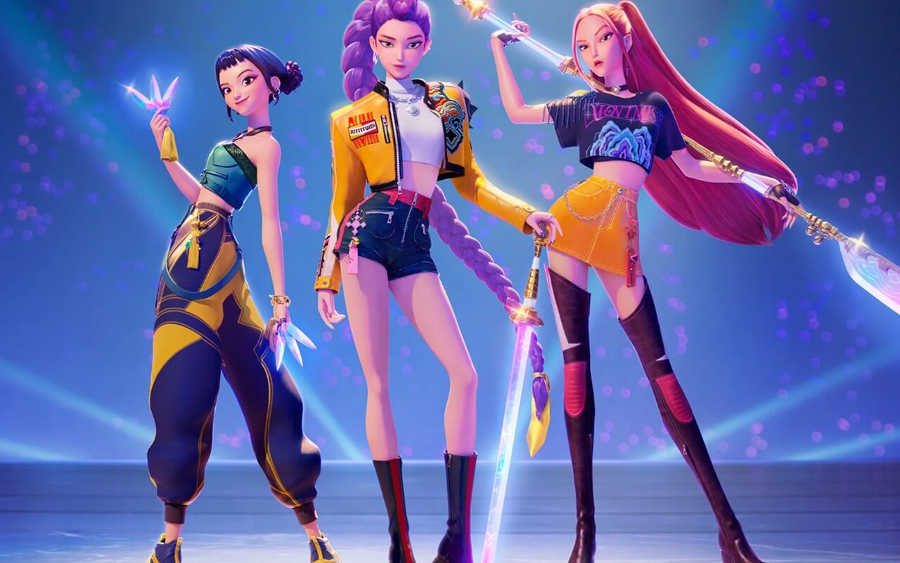 KPop Demon Hunters group HUNTR/X performing “Golden” in Netflix’s hit film.