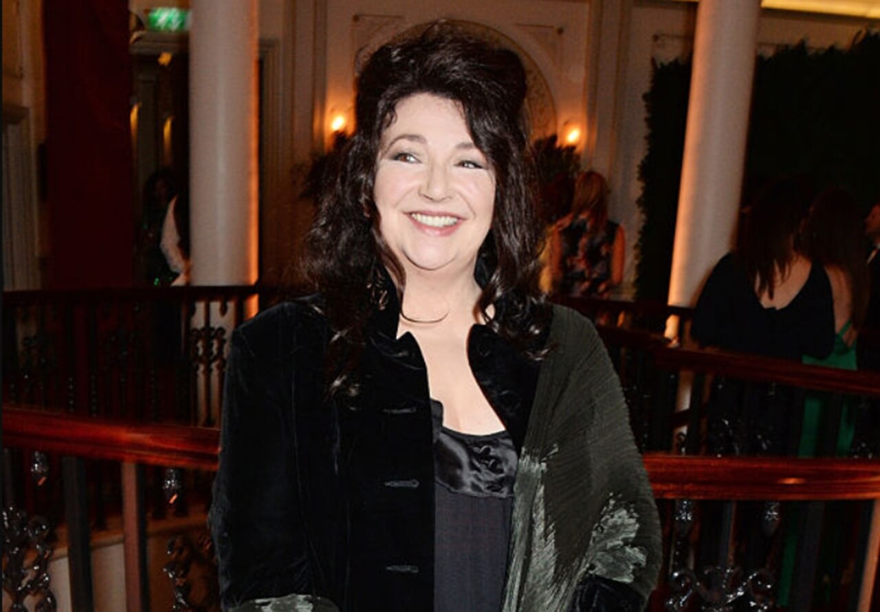 Kate Bush in two eras: early-career performance and modern appearance.