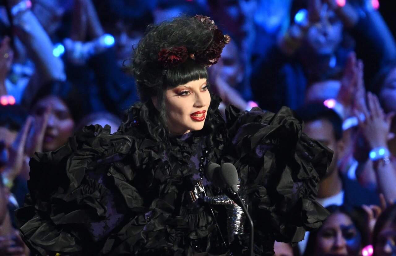 Lady Gaga accepts Artist of the Year award at 2025 MTV VMAs.