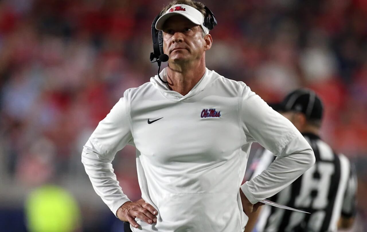 Lane Kiffin coaching Ole Miss during SEC matchup