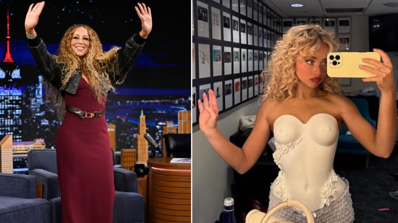 Mariah Carey and Sabrina Carpenter in separate holiday performances, both leading the Christmas music season.