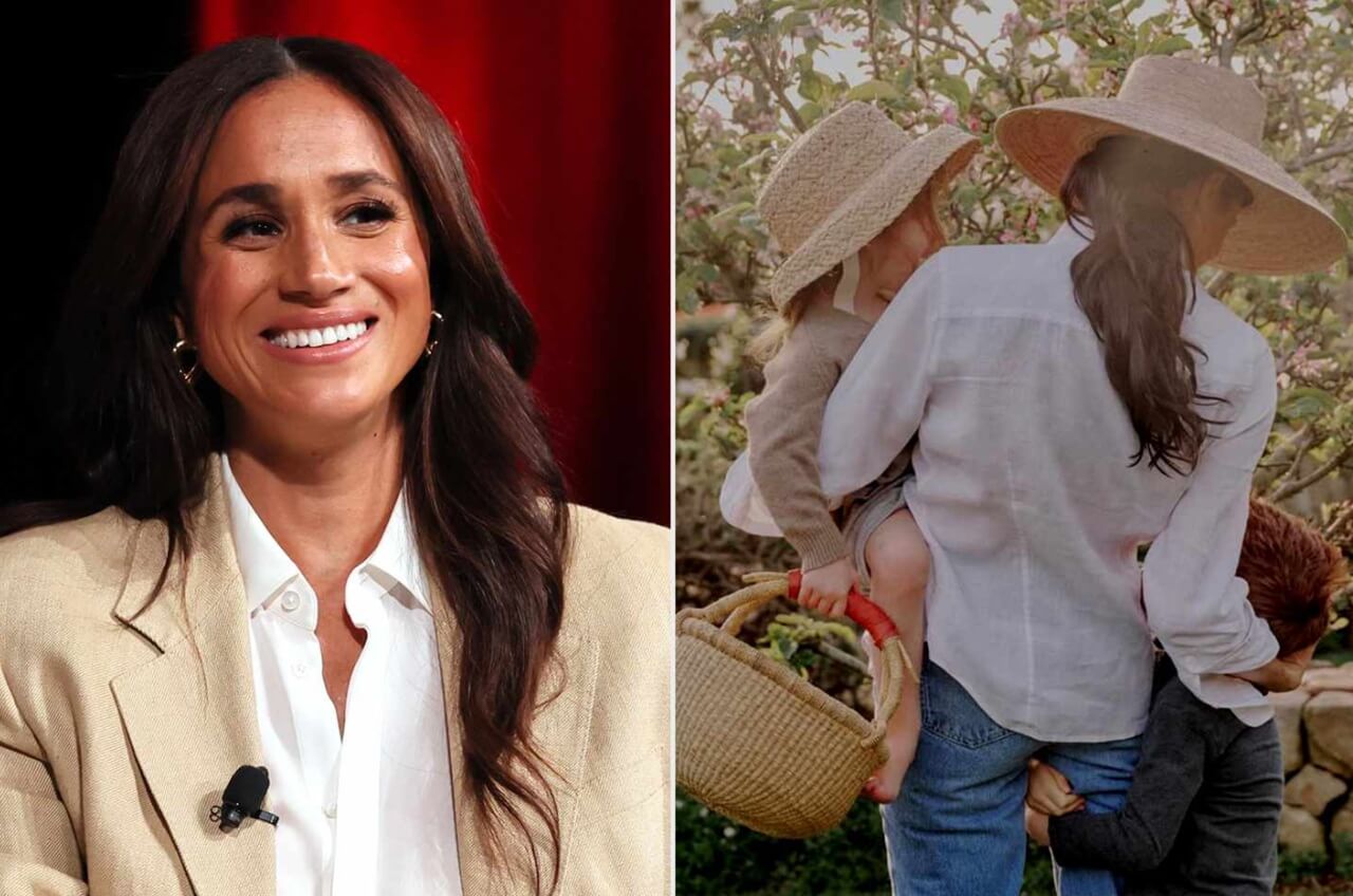 Meghan Markle holding Prince Archie and Princess Lilibet’s Santa letter mug.
