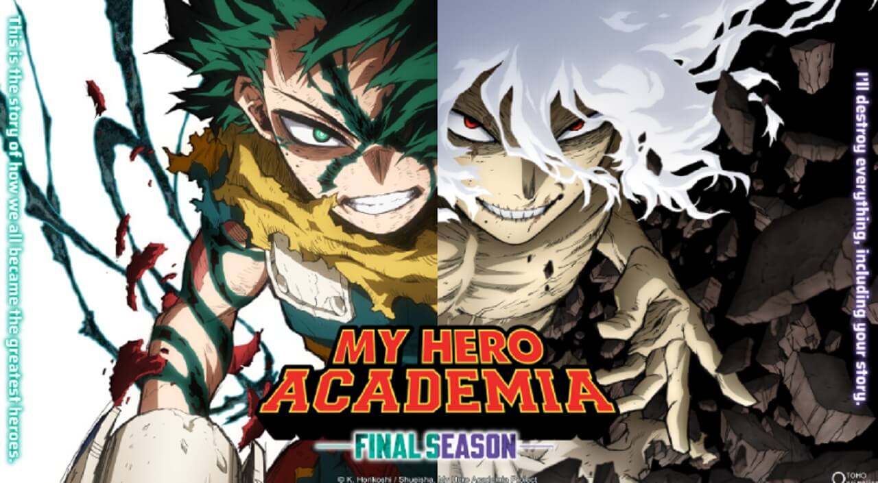 My Hero Academia Final Season Episode 8 poster featuring Deku, Bakugo, and Shigaraki in the battle of United Front.