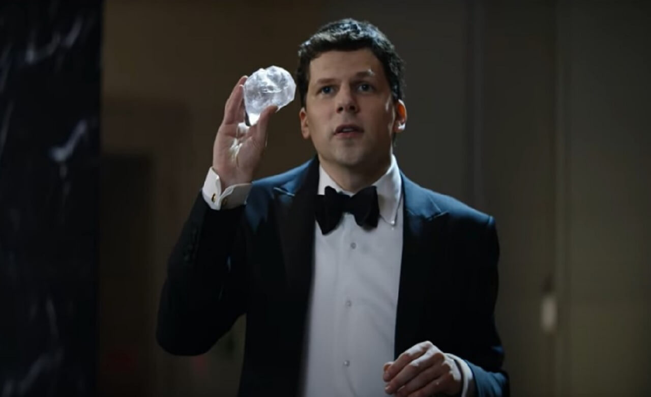 Now You See Me 3 cast poster alongside box office chart showing $75.5M global debut versus Running Man’s $45.2M.