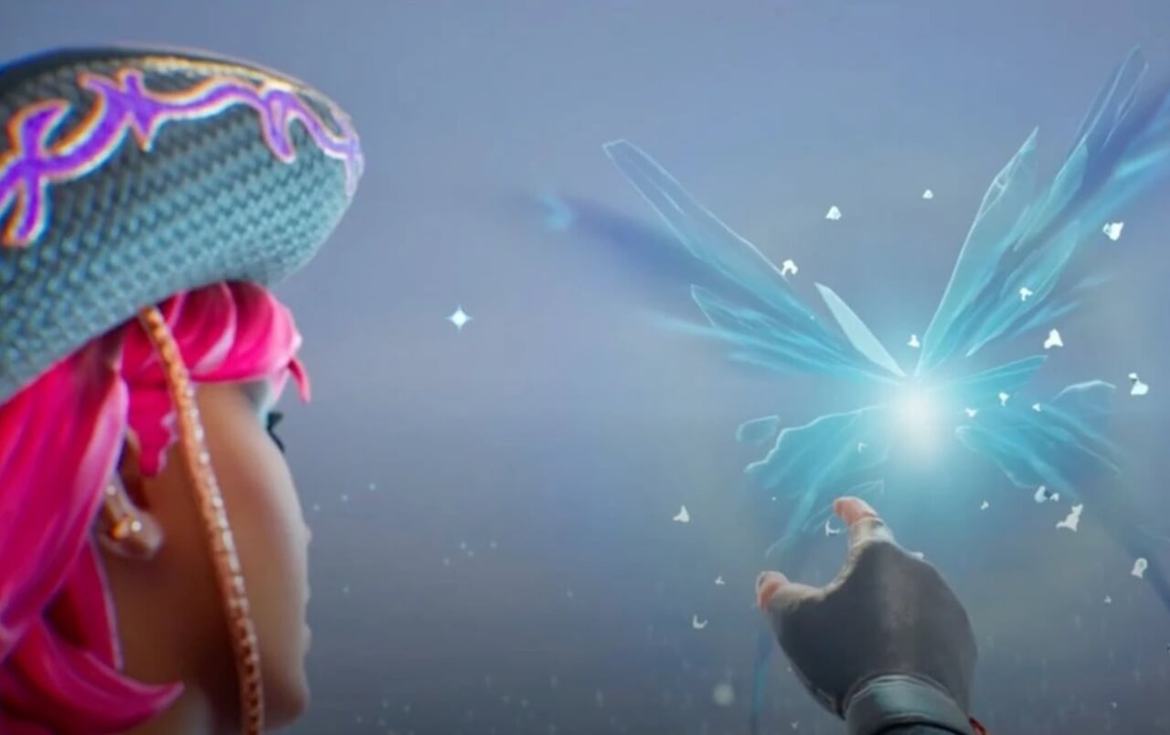 Fortnite OG Butterfly live event featuring Kevin the Cube and levitating islands.