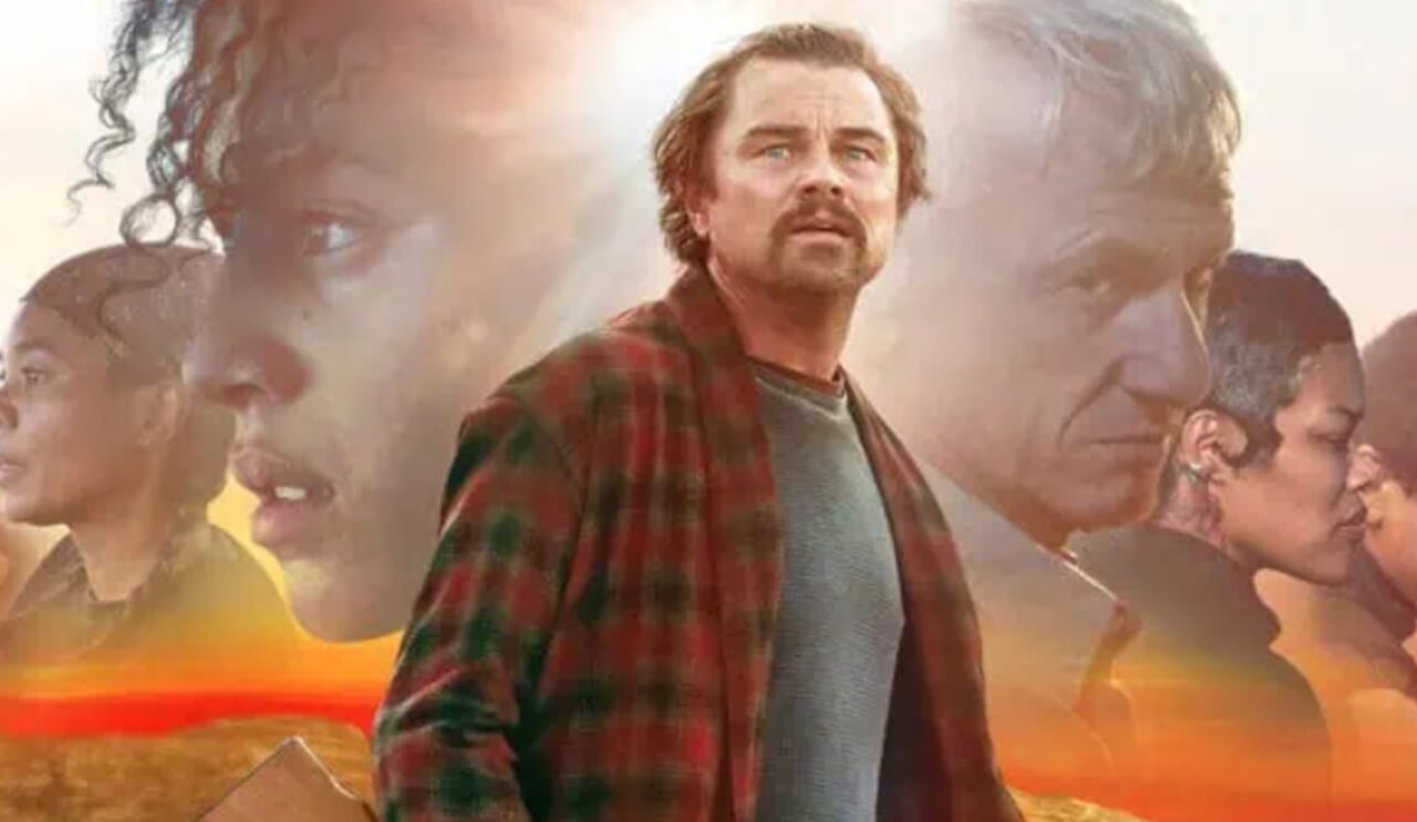 Cast of One Battle After Another posing at a promotional event for the 2026 Movies for Grownups Awards.