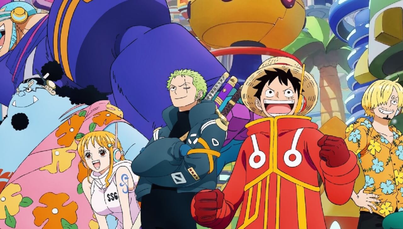 One Piece Egghead Arc finale scene featuring Straw Hats and CP0 showdown.