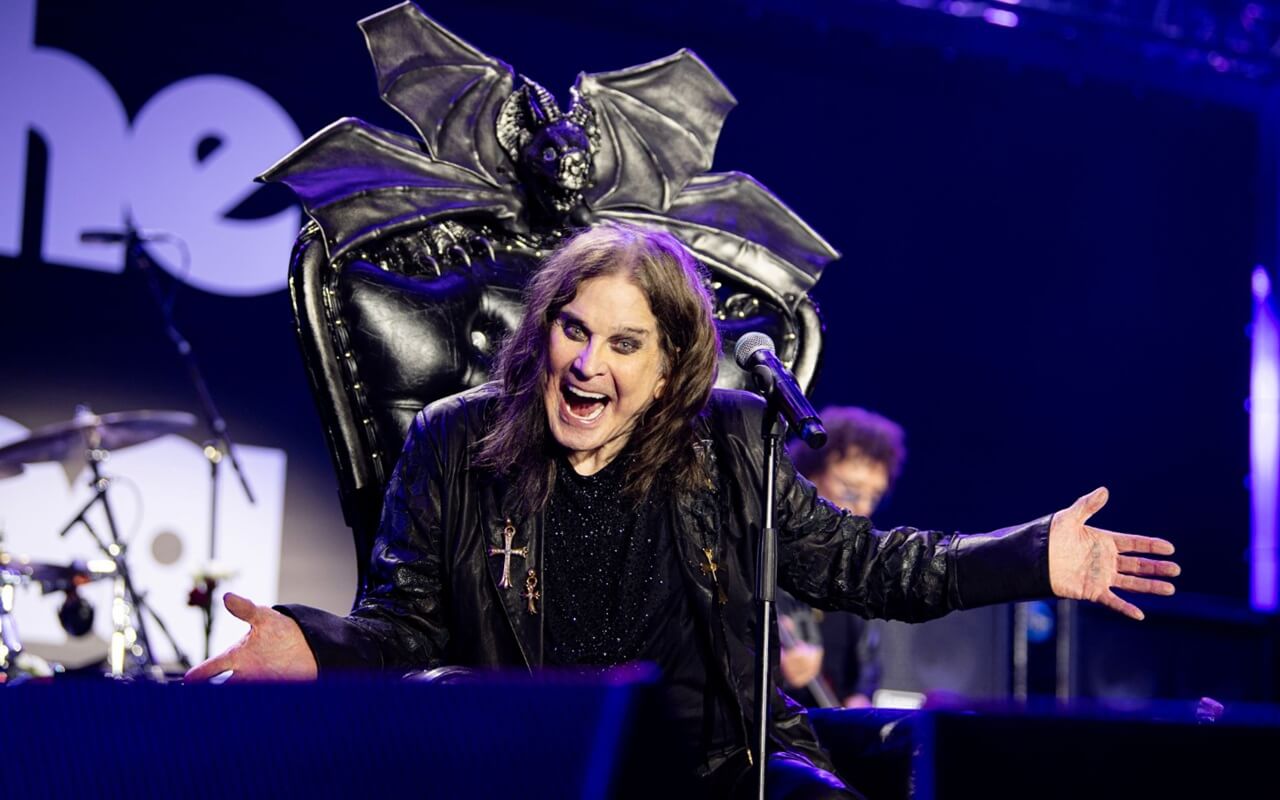 Ozzy Osbourne performing on stage in Birmingham, 2022.