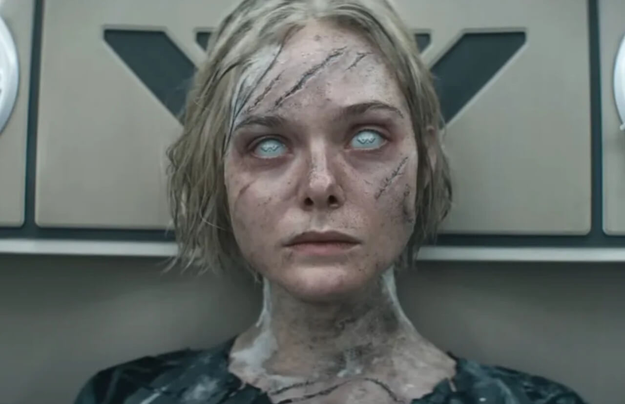 Predator Badlands still featuring Dek and Thia from Disney’s 2025 sci-fi film.