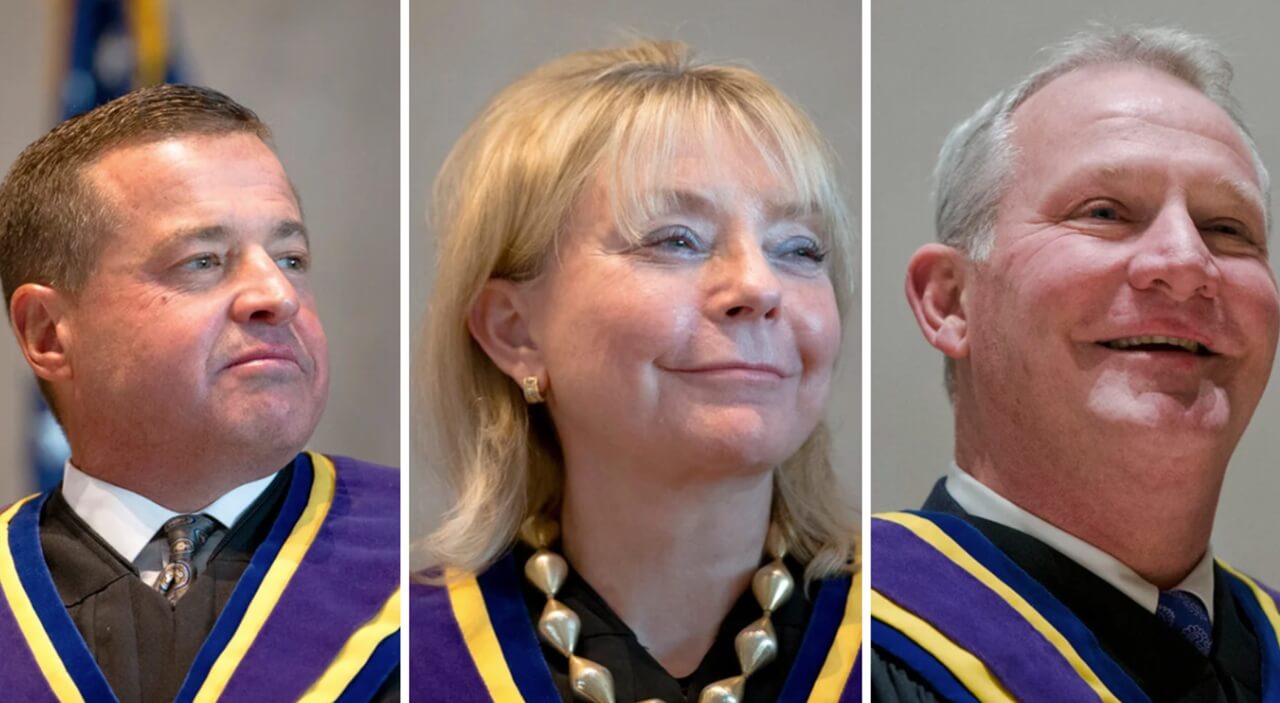 Pennsylvania Supreme Court building with flags.