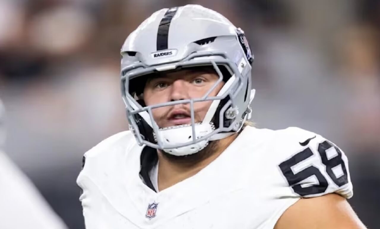 Raiders guard Jackson Powers-Johnson exits game with ankle injury against Denver.
