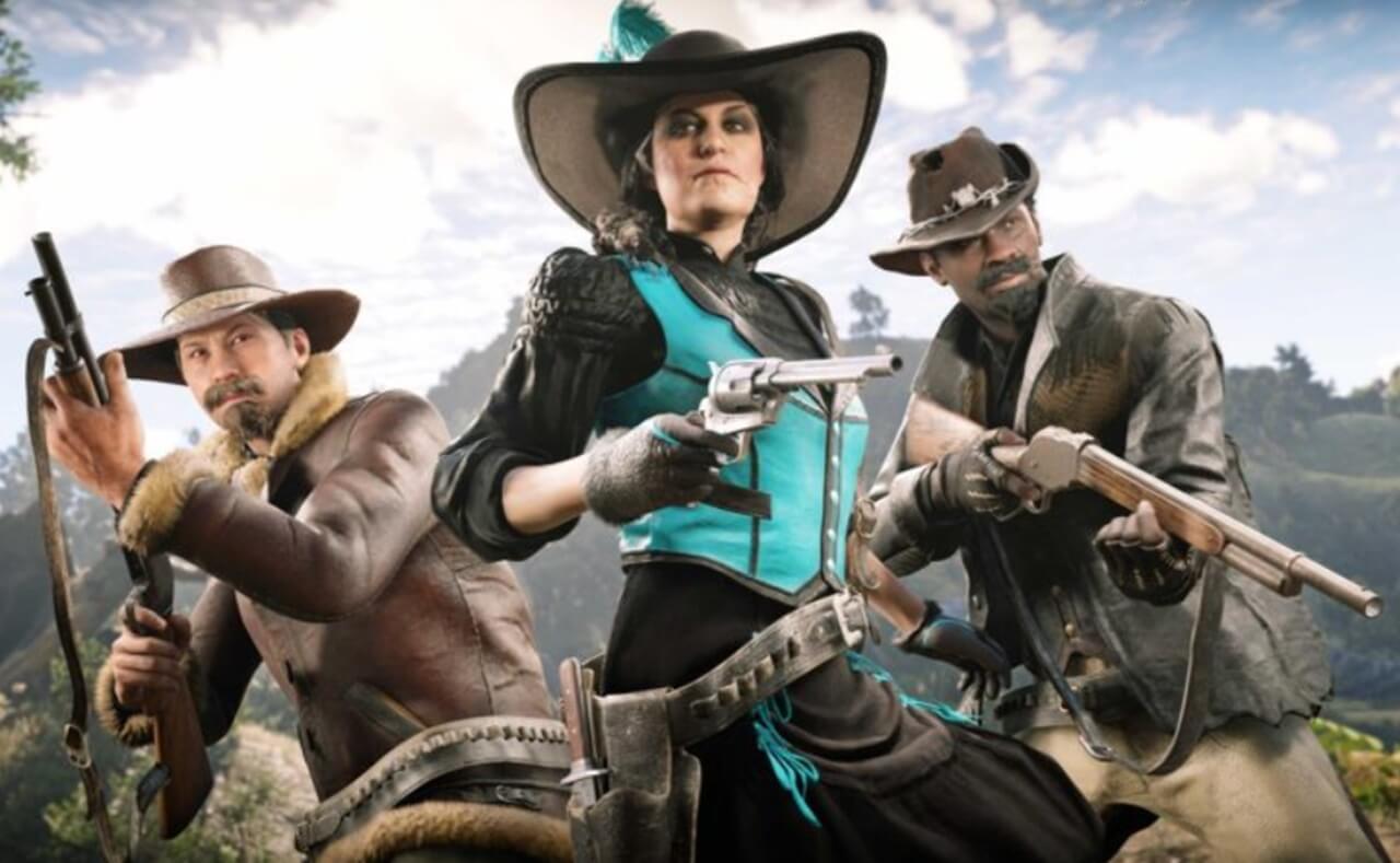 Red Dead Online Trader camp with Cripps beside delivery wagon during event bonuses