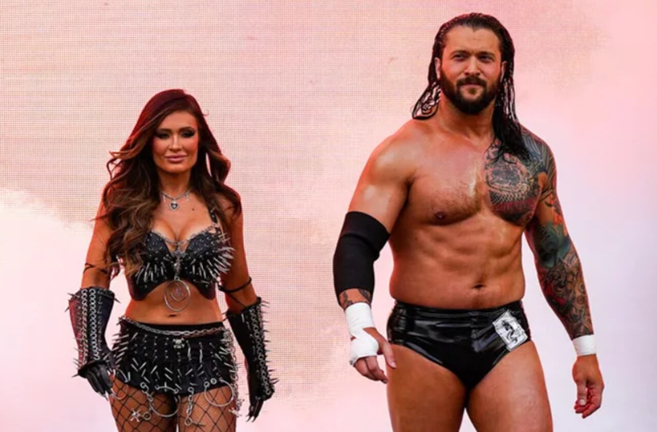 Scarlett Bordeaux and Karrion Kross during an indie wrestling appearance.