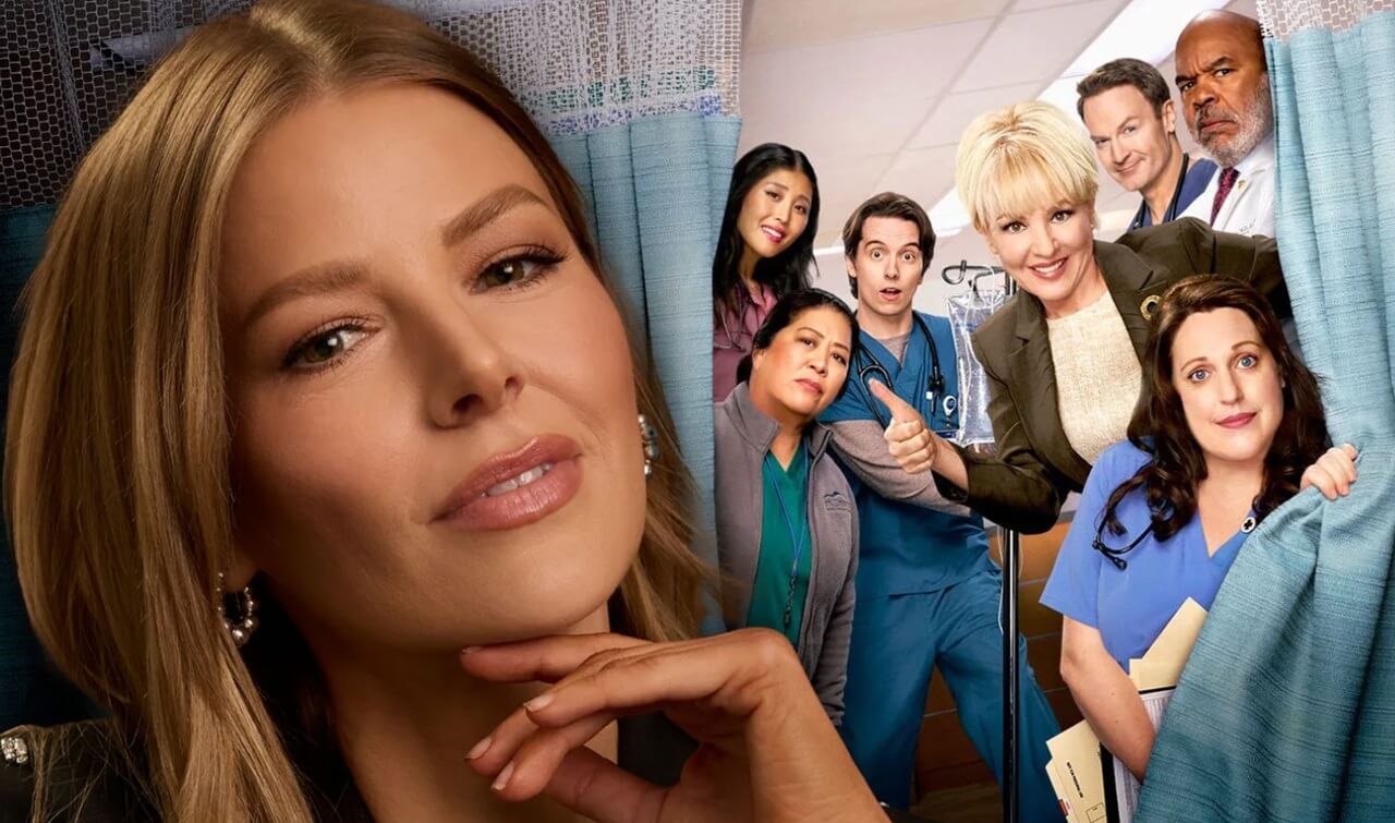 Kahyun Kim and Mekki Leeper in a scene from NBC’s “St. Denis Medical” Season 2.