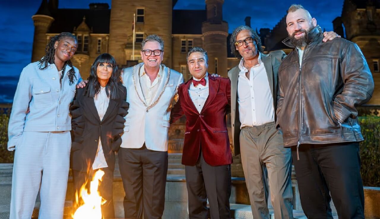 Cat Burns, Joe Marler, and Nick Mohammed at The Celebrity Traitors finale.