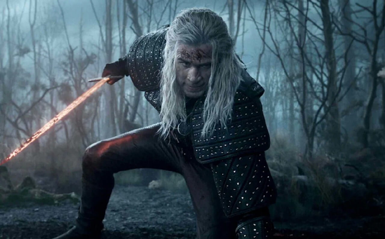 Liam Hemsworth as Geralt in The Witcher Season 5 filming still.