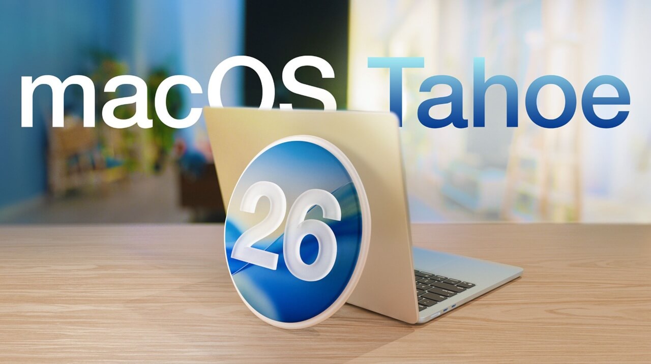 MacBook displaying macOS Tahoe 26.2 public beta update screen.