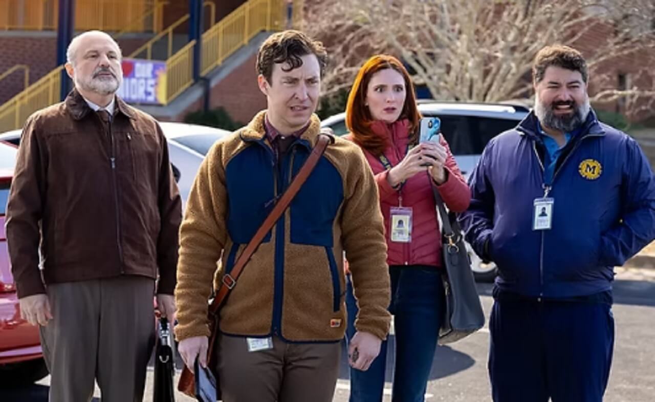 English Teacher cast in a promotional still from FX’s acclaimed comedy series, canceled after two seasons.