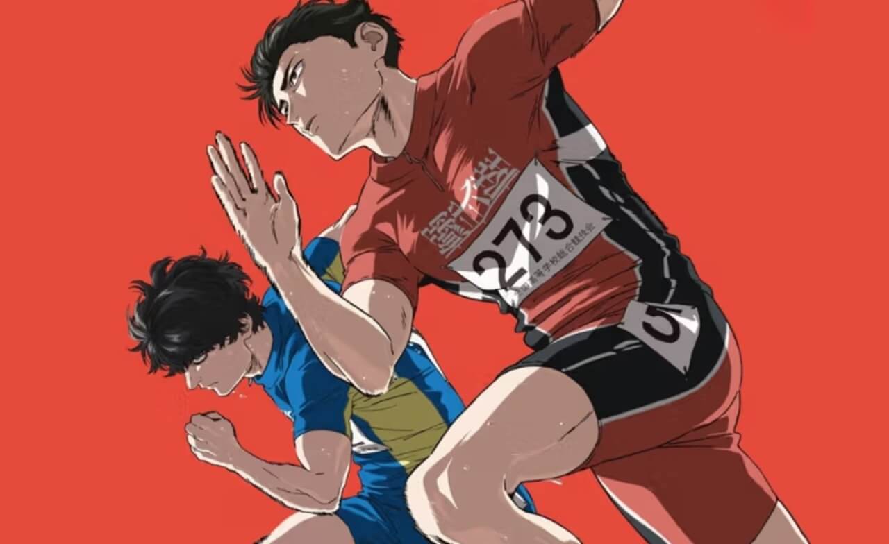 Togashi and Komiya racing side by side in the 100 Meters anime adaptation.