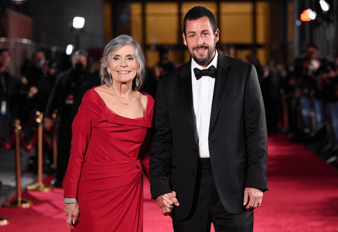 Adam Sandler and wife Jackie pose on the red carpet at the 2025 Gotham Awards