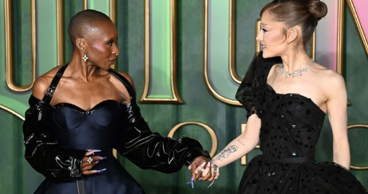 Ariana Grande and Cynthia Erivo attend a red carpet event for Wicked: For Good