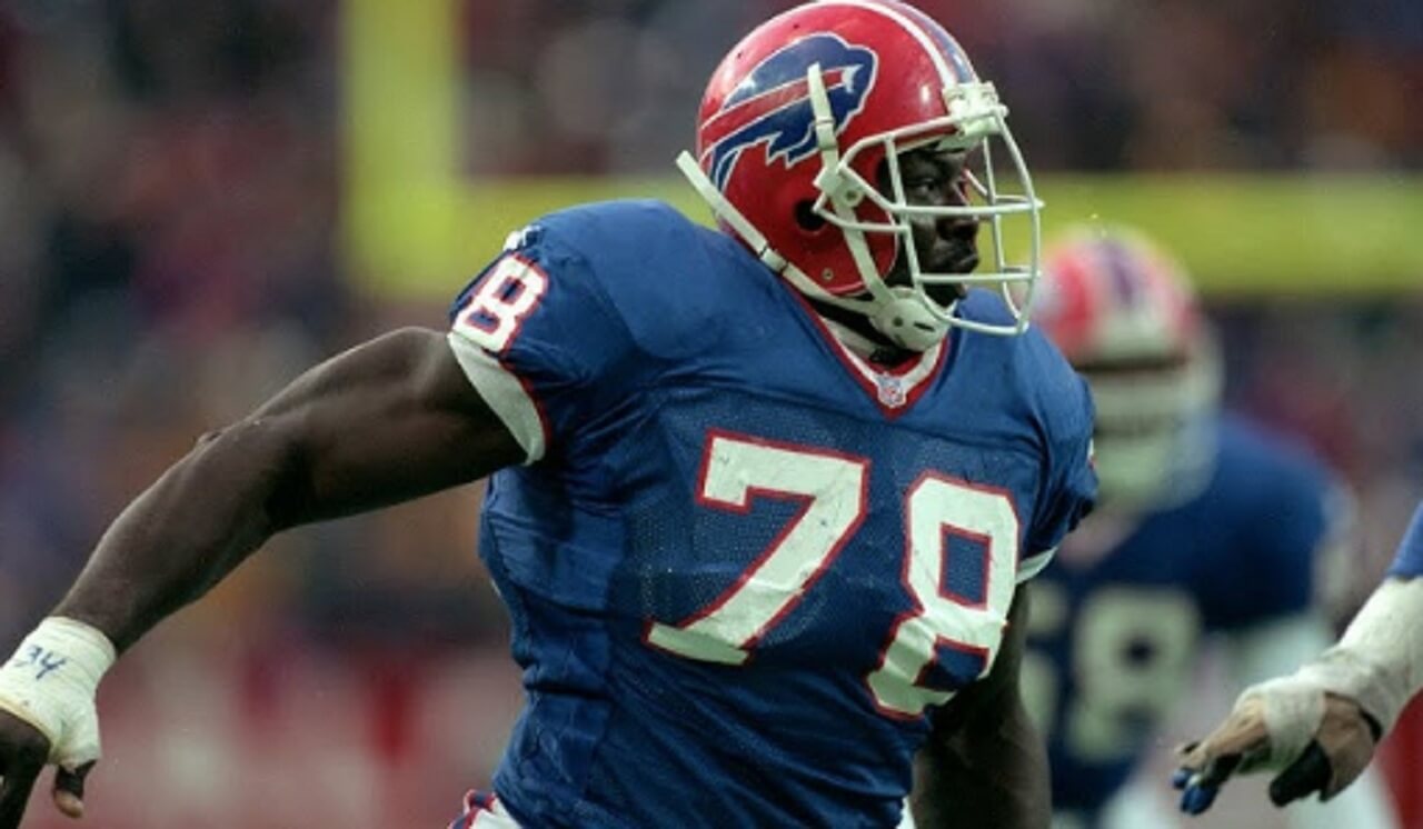 Bruce Smith during his NFL career as the league’s all-time sack leader