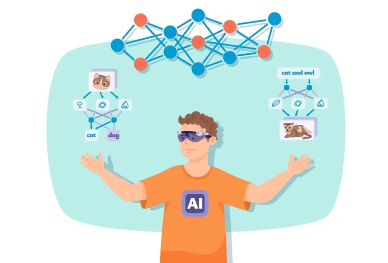 Concept illustration of CNN deep learning model analyzing visual information.