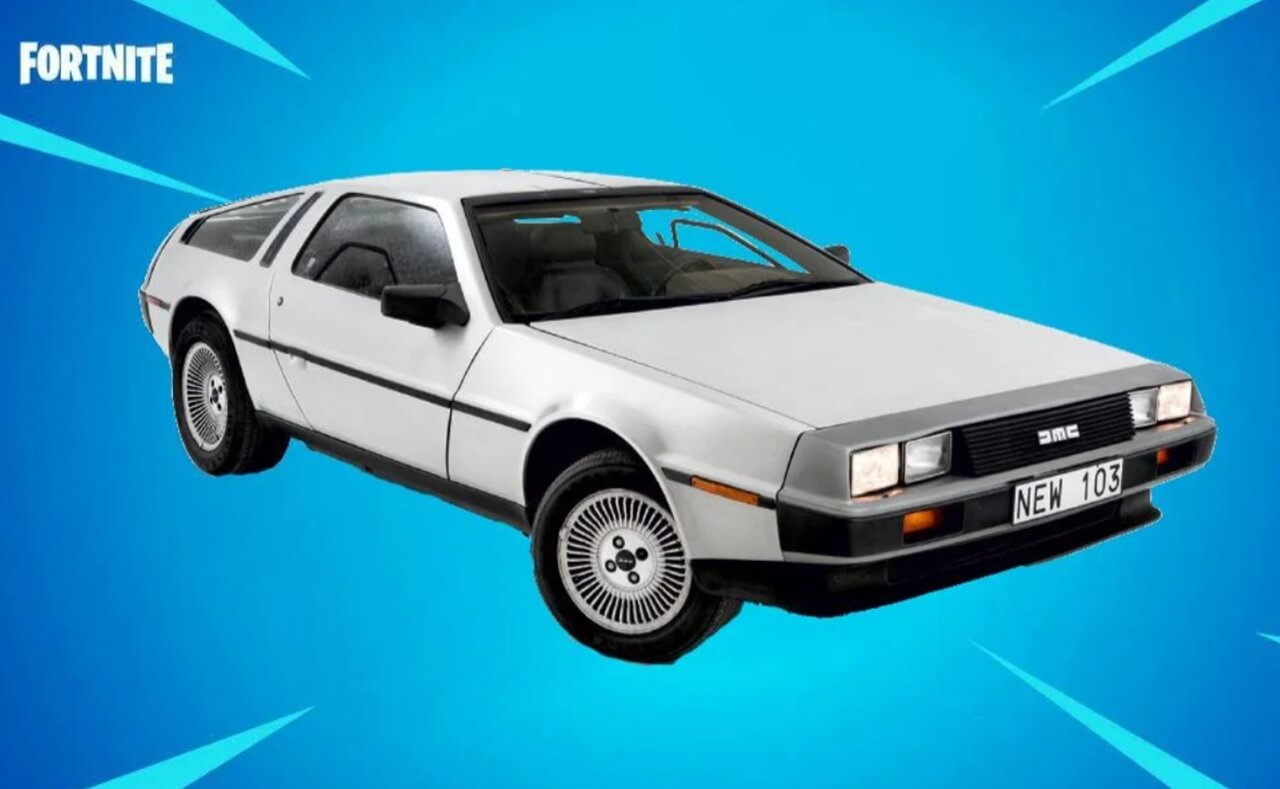 Fortnite DeLorean vehicle glowing before time-jump activation