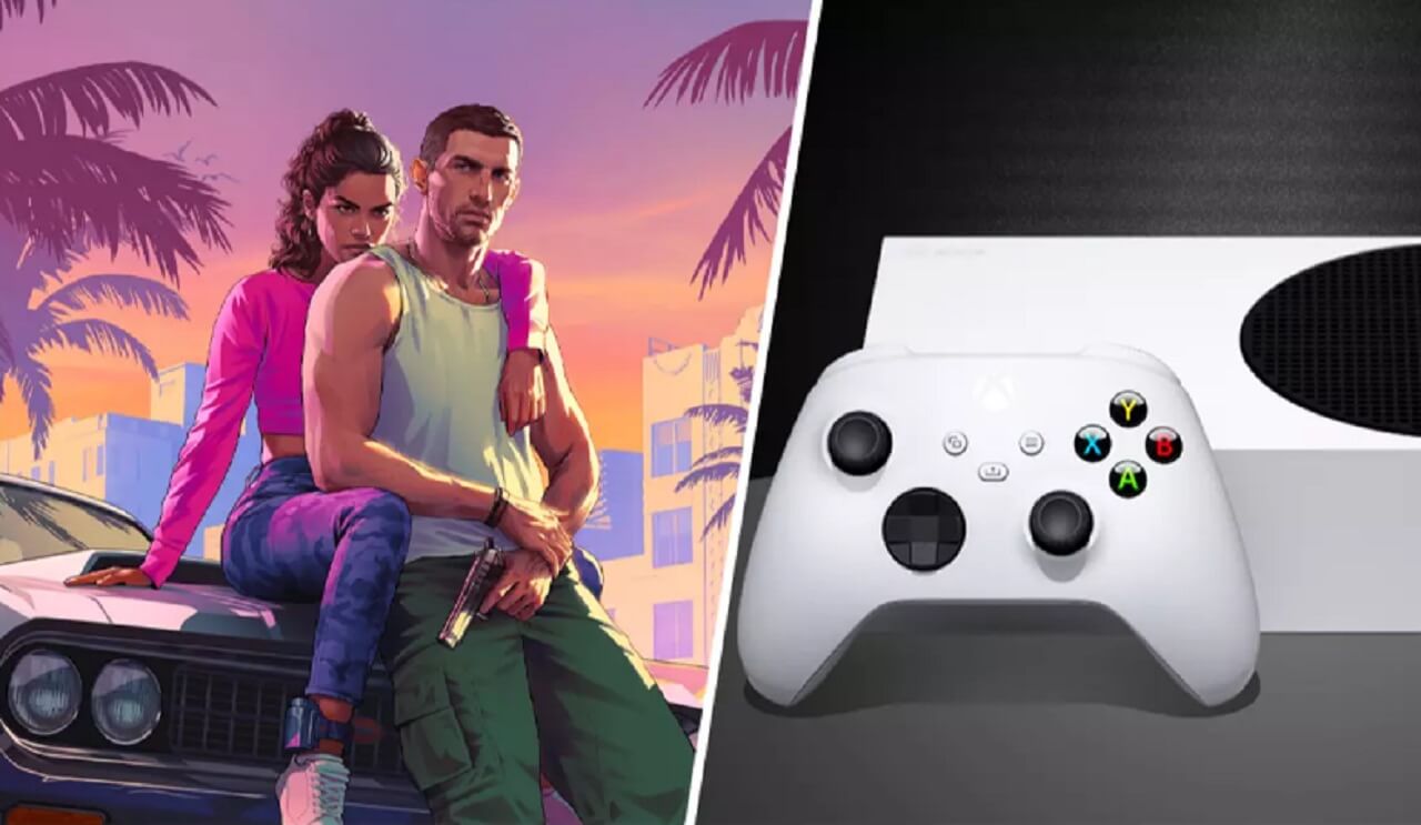 Xbox Series X console displayed with controller ahead of GTA VI launch.
