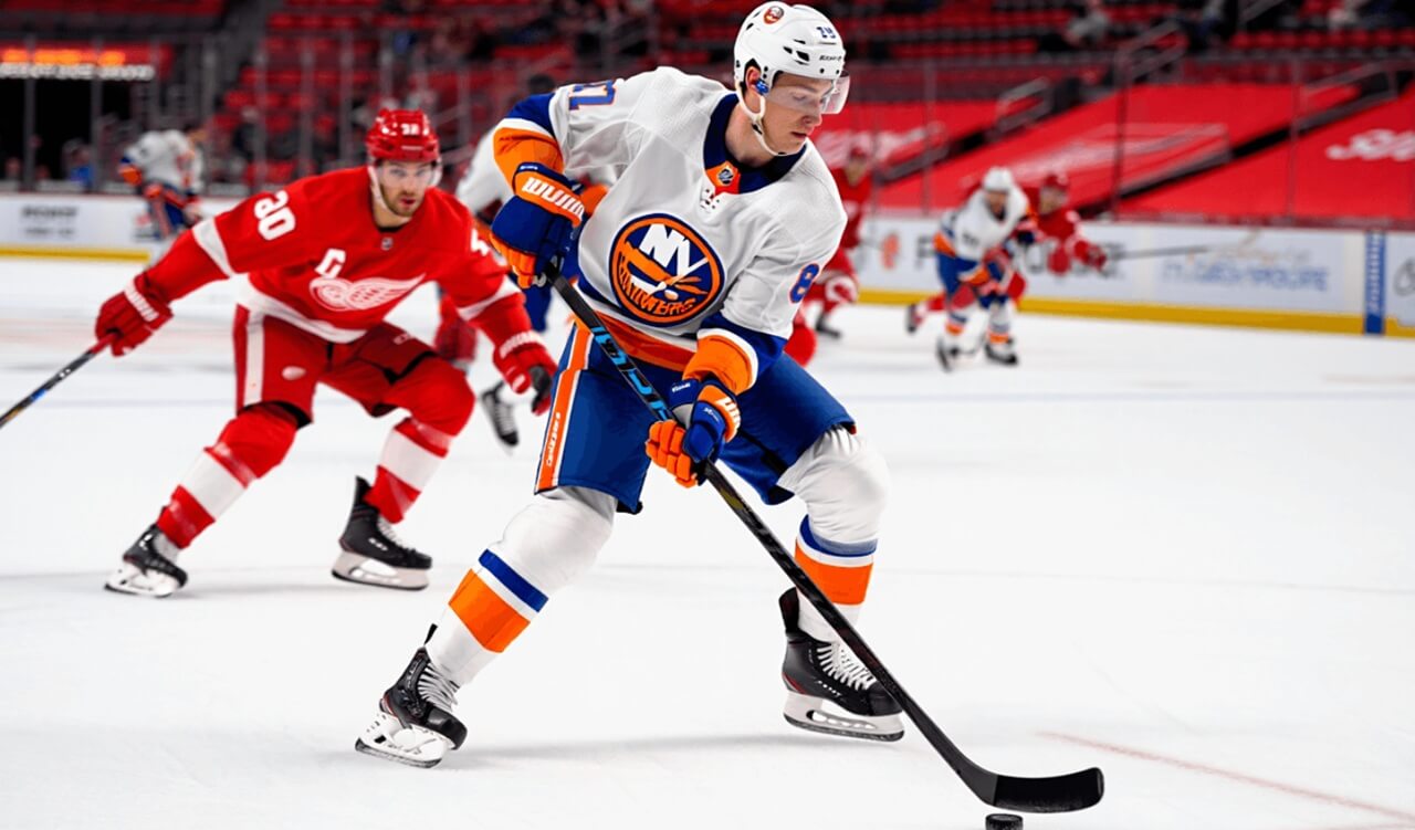 Islanders captain Anders Lee celebrates a power-play goal during a 5–2 win.