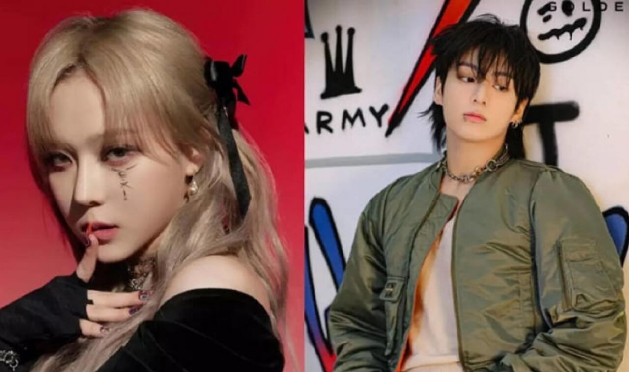 Jungkook and Winter shown side by side as dating rumors trend online.