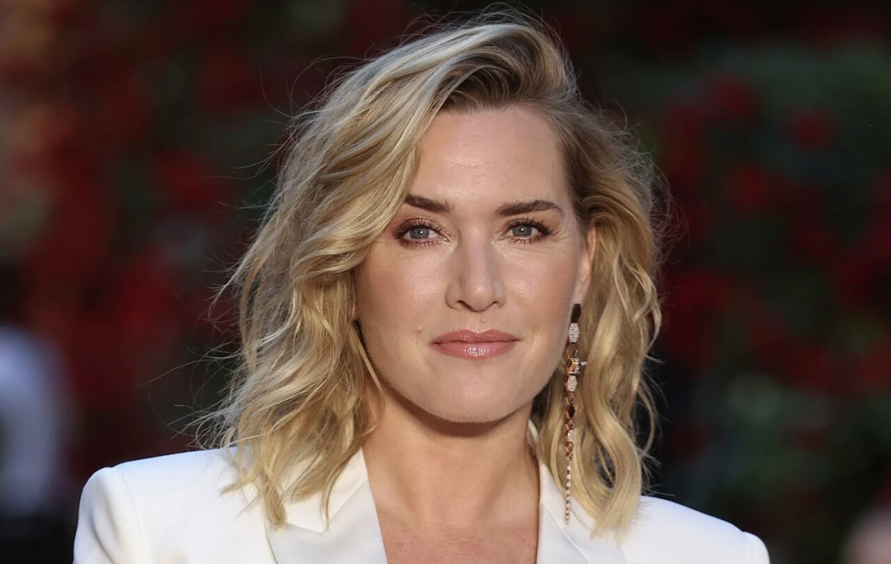 Kate Winslet speaking during an interview while promoting Goodbye June.