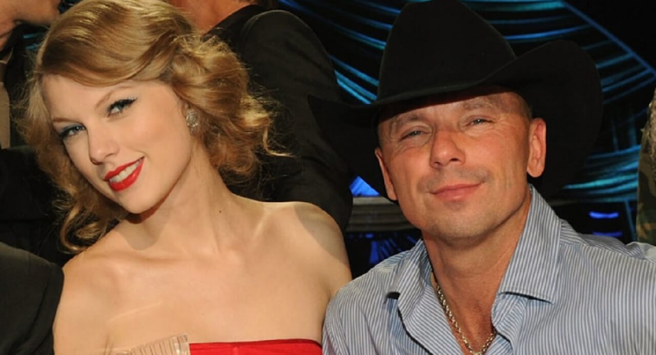 Kenny Chesney and teenage Taylor Swift backstage during 2007 tour era