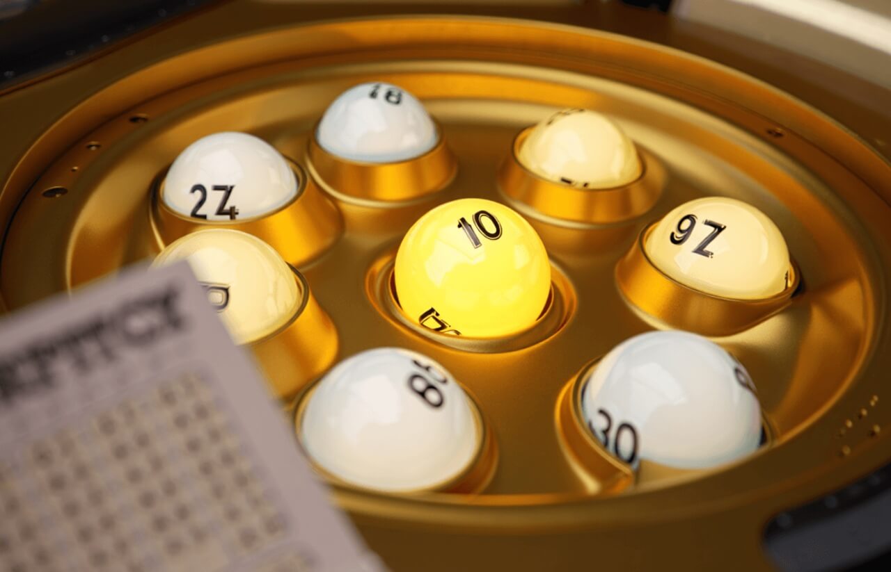 Mega Millions lottery ticket and balls showing December 16 winning numbers