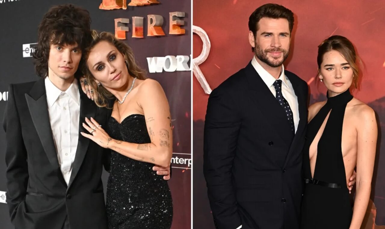 Miley Cyrus and Maxx Morando after announcing their engagement; Liam Hemsworth pictured separately