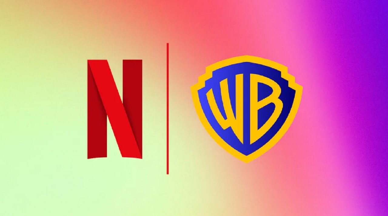 Netflix, Paramount, and Warner Bros. logos displayed side by side to illustrate the ongoing acquisition battle.