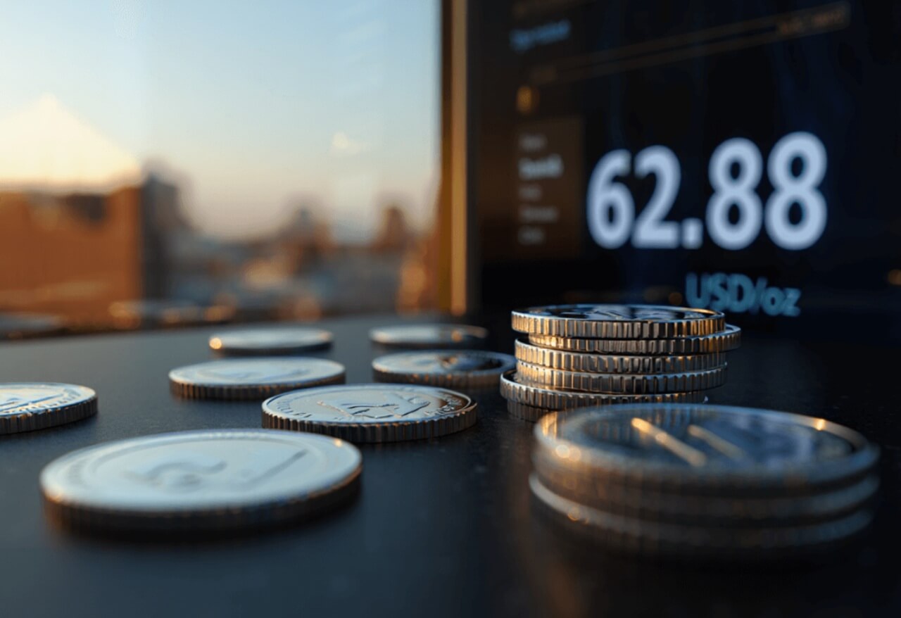 Silver bars stacked as silver prices hit record $62 per ounce