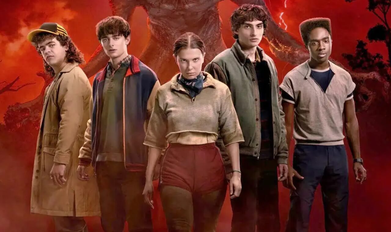 Stranger Things 5 cast in Hawkins during Netflix’s record-breaking final season premiere.